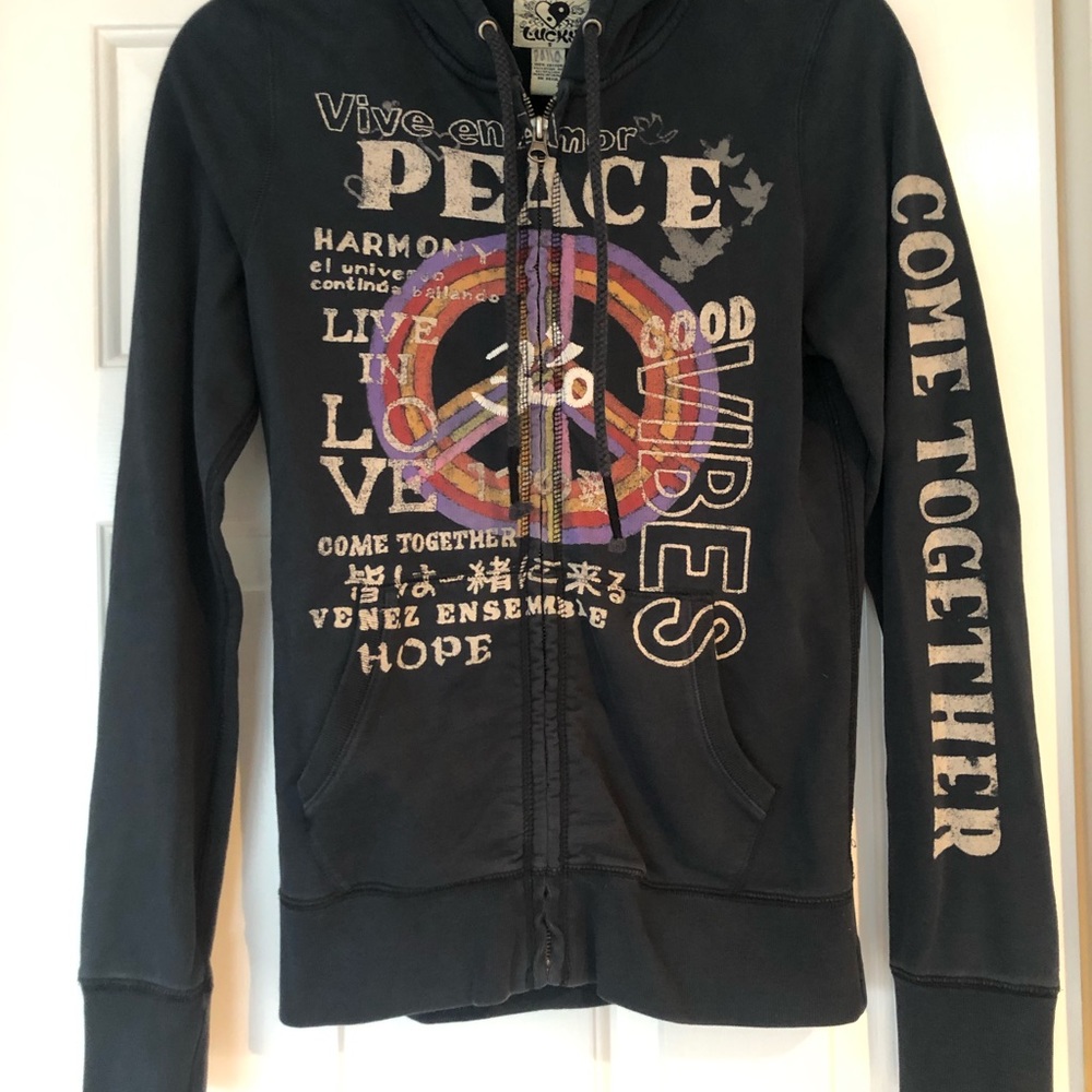 Lucky Brand zip up hooded sweatshirt. Hoodie